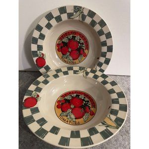 2 Vintage Tienshan Farmers Market Stoneware Cereal Bowl   # 1767